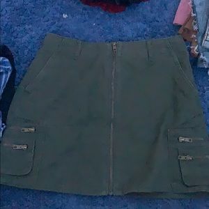 army green mini skirt